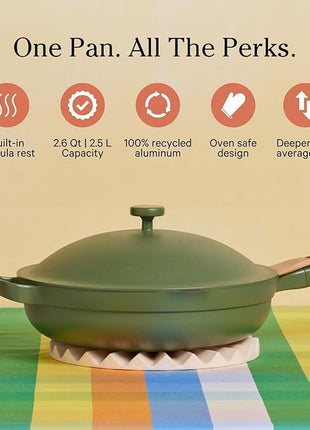 Our Place Always Pan 2.0-10.5” (2.6 Qt) Nonstick, Toxin-Free Ceramic Cookware | Patented 10-in-1 Aluminum Frying & Sauté Pan | Safe for Oven, Induction & All Cooktops up to 450°F | Sage