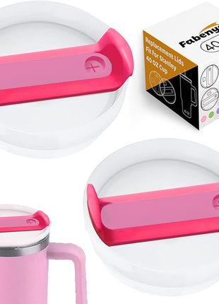 40 OZ Tumbler Lid Replacement Fit for Stanley Cup, 2 Pack Replacement Lids Fit for Stanley Travel Tumbler, Spill Proof Tumbler Covers for Stanley Cup Accessories (Opaqu - Hot Pink)