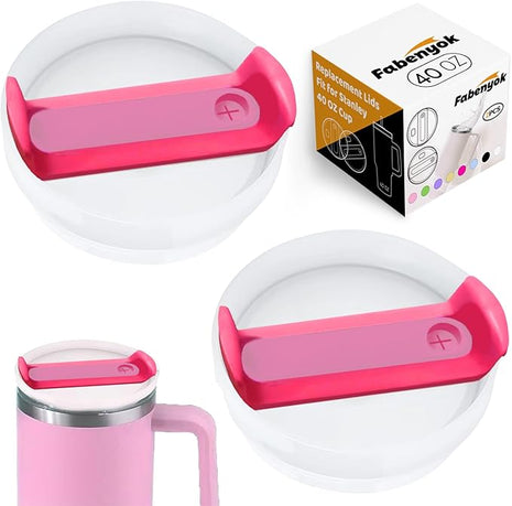 40 OZ Tumbler Lid Replacement Fit for Stanley Cup, 2 Pack Replacement Lids Fit for Stanley Travel Tumbler, Spill Proof Tumbler Covers for Stanley Cup Accessories (Opaqu - Hot Pink)