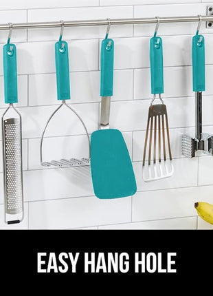 GORILLA GRIP Patented BPA-Free Non-Scratch Spatula, 2 Pack, Heat Resistant Flexible Silicone Head for Nonstick Cooking Pans, Soft Rubber Handle, Kitchen Spatulas for Flipping Eggs, Pancakes, Turquoise