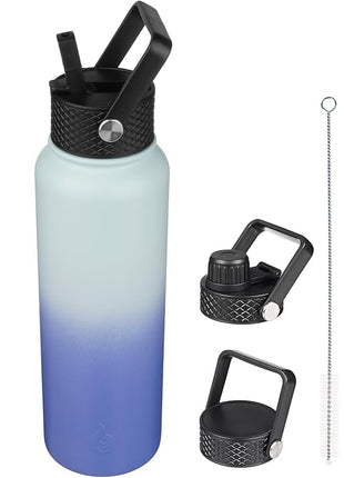 BJPKPK Insulated Water Bottles with Straw Lid, 40oz Cold & Hot Thermo, Stainless Steel Metal Water Bottle with 3 Lids, Reusable Thermo, Cups, Mugs, Tumblers -Sky