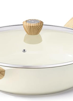 SENSARTE Ceramic Nonstick Frying Pan Skillet with Lid, 12 Inch Large Deep Frying Pan, 5 Qt Saute Pan, Induction Pan, Healthy Non Toxic Cooking Pan with Helper Handle, PFOA PFAS PTFE Free