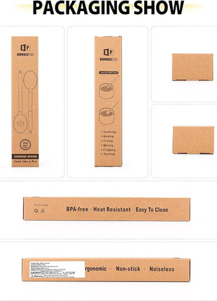 Pack of 2 Large Silicone Cooking Spoons,Non Stick Solid Basting Spoon,Heat-Resistant Kitchen Utensils for Mixing,Serving,Draining,Stirring (PINK)