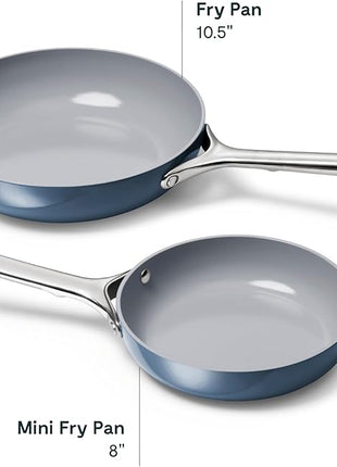 Caraway Fry Pan Duo - Nonstick Ceramic Frying Pan (8" & 10.5”) - Non Toxic, PTFE & PFOA Free - Oven Safe & Compatible with All Stovetops (Gas, Electric & Induction) - Navy