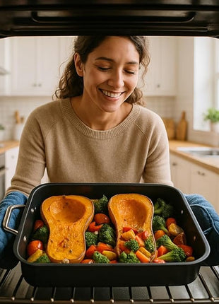 HIC Kitchen Roasting Baking Broiler Rack, Chrome-Plated Steel, Holds Smaller Food Securely, 12 x 7.75 x 1.5-Inches