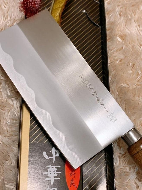 JapanBargain 1564, Chinese Chopping Knife Japanese Butcher Knife High Carbon Stainless Steel Kitchen Cleaver chef knives with Wooden Handle for Home and Restaurant, Made in Japan