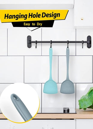 Pack of 2 Silicone Wok Spatula, Non-Stick, Heat Resistant, Easy to Clean and Dishwasher Safe, Seamless Kitchen Utensil for Cooking, Baking, Stir-Fry