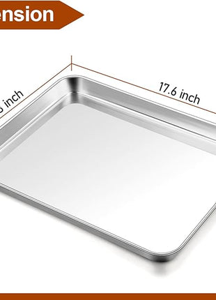 TeamFar Baking Sheet, 17.6’’ x 13’’ x 1’’ Stainless Steel Large Cookie Sheet Half Baking Pans, Non-toxic & Healthy, Easy Clean & Dishwasher Safe, Heavy Duty & Sturdy- Set of 2