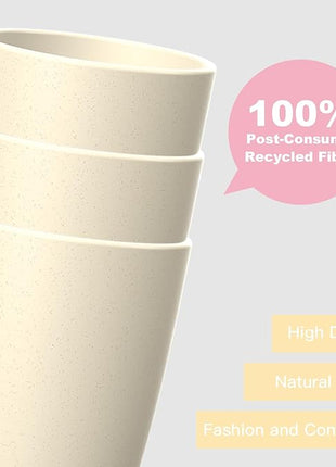 Homienly Wheat Straw Reusable Tumblers, 20 OZ Wheat Straw Cups - Set of 6, Unbreakable Alternative to Plastic Cups, Microwave and Dishwasher Safe Drinking Glasses,Cup for Kitchen, Camping - Beige