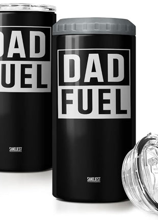 SANDJEST 4-in-1 Tumbler Gifts for Dad from Daughter Son - 12oz Dad Fuel Can Cooler Tumblers Travel Mug Cup - Stainless Steel Insulated Cans Coozie Christmas, Birthday, Father's Day Gift for Daddy