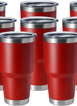 HASLE OUTFITTERS 30oz Stainless Steel Tumbler, Double Wall Vacuum Insulated Travel Mug Tumbler, Durable Insulated Coffee Mug, Gift Box Set (Red, 8)