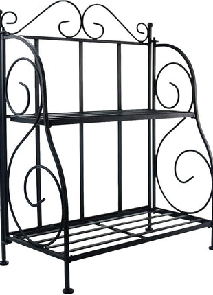 Sunnyglade Spice Rack, 2-Tier Foldable Shelf Rack Kitchen Bathroom Countertop, 2-Tier Standing Storage Organizer Spice Jars Bottle Shelf Holder Rack -Black