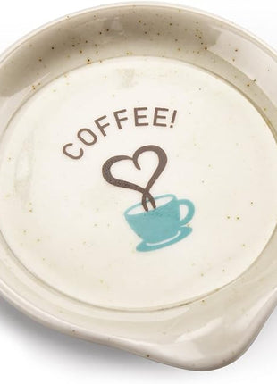 FANGSUN Coffee Spoon Rest, Mini Spoon Holder for Countertop Decor, Farmhouse Ceramic 3.5-Inch Small Teaspoon Rest for Coffee Bar Accessories, White