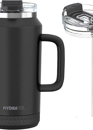 Hydraful 64 oz Tumbler with Handle and Straw - 100% Leak-Proof - Insulated Cup Reusable Stainless Steel Large Water Bottle Travel Mug for Gym, Hiking, and Camping - Gifts for Women Men Him Her