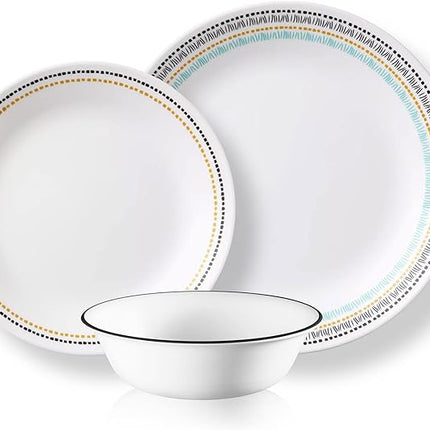 Corelle Vitrelle Glass Dinnerware Set, Chip & Crack Resistant Triple Layer Glass, 4-PC Dinner Plates, Paloma