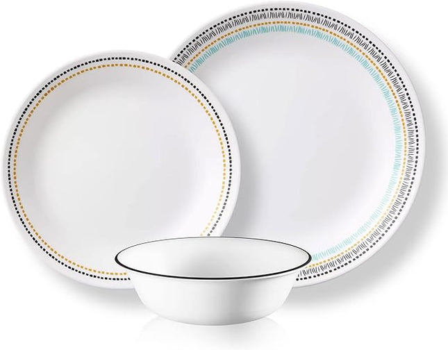 Corelle Vitrelle Glass Dinnerware Set, Chip & Crack Resistant Triple Layer Glass, 4-PC Dinner Plates, Paloma