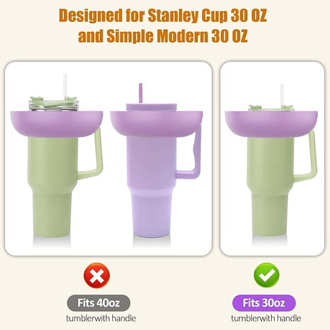 Snack Bowl for Stanley Cup 30 oz with Handle-Perfectly Compatible with Stanley Quencher H2.0 Tumbler 30 oz with Handle, Reusable Silicone Snack Tray, Stanley cup accessories (Orchid Snack Bowl)