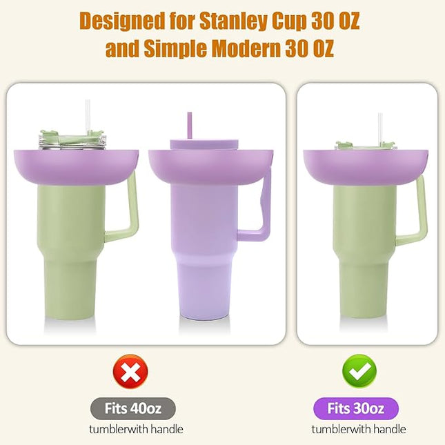Snack Bowl for Stanley Cup 30 oz with Handle-Perfectly Compatible with Stanley Quencher H2.0 Tumbler 30 oz with Handle, Reusable Silicone Snack Tray, Stanley cup accessories (Orchid Snack Bowl)
