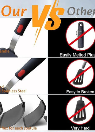 Silicone Spatula Turner, 5-Pack Spatulas Silicone Set for Nonstick Cookware, 600°F Heat Resistant Kitchen Cooking Utensils Set for Egg, Pancake Dishwasher Safe