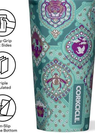 Corkcicle Disney Princess Tumbler - Insulated Stainless Steel Travel Cup - Cold & Hot Drinks - Reusable & Durable - Spill Proof Lid - Non-Slip Silicone Base - Easy Grip - BPA Free -16 oz - Jasmine