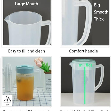 0.66 Gallon/2.5 Litre Plastic Pitcher with Lid BPA-FREE Eco-Friendly Carafes Mix Drinks Water Jug for Hot/Cold Lemonade Juice Beverage Jar Ice Tea Kettle (Blue, 81oz)