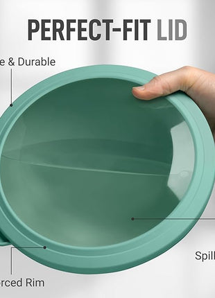 Zulay Kitchen 12-Piece Plastic Mixing Bowl Set - Colorful Nesting Bowls with Lids - Microwave & Freezer Safe (Teal Ombre)