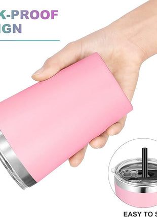 VEGOND 12oz Tumbler Stainless Steel Tumbler bulk Vacuum Insulated Double Wall Travel Tumbler with Lid and Straw Reusable Tumbler, Pink 6 Pack