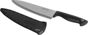 Farberware Edgekeeper 8-Inch Chef Knife with Self-Sharpening Blade Cover, High Carbon-Stainless Steel Kitchen Knife with Ergonomic Handle, Razor-Sharp Knife, Black