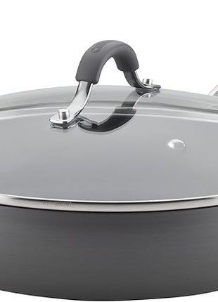 Circulon Radiance Deep Hard Anodized Nonstick Frying Pan /Skillet with Lid - 12 Inch, Gray