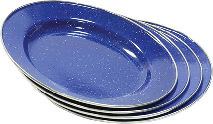 Stansport Deluxe 24-Piece Enamel Tableware Set - Enamel Plates and Bowls Lightweight and Durable Camp Dish Set for Camping and Backpacking Plates and Bowls for 4 People
