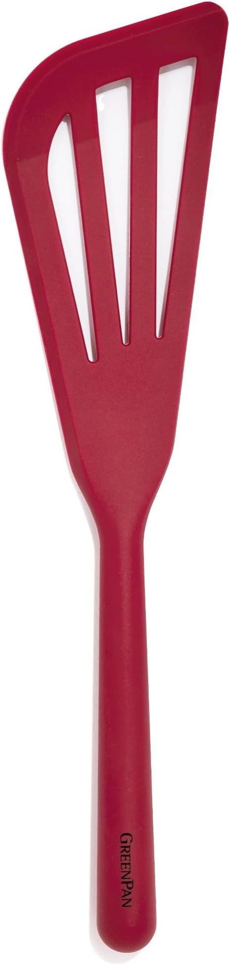 GreenPan Silicone Fish Turner Spatula, Slotted Cooking Kitchen Utensil, Flexible Rubber Nonstick Cookware, Rigid Steel Core, Heat-Resistant, Anti-Slip Handle, BPA-Free, Dishwasher Safe, Red