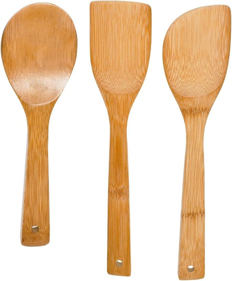 IMUSA USA Cookware Spoon Set 3-Piece, Bamboo