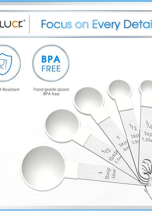 TILUCK Measuring Cups & Spoons Set, Stackable Cups and Spoons, Nesting Measure Cups with Stainless Steel Handle, Kitchen Gadgets for Cooking & Baking（white）