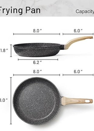 CAROTE Nonstick Frying Pan Skillet,Non Stick Granite Fry Pan Egg Pan Omelet Pans, Stone Cookware Chef's Pan, PFOA Free,Induction Compatible(Classic Granite, 8-Inch)