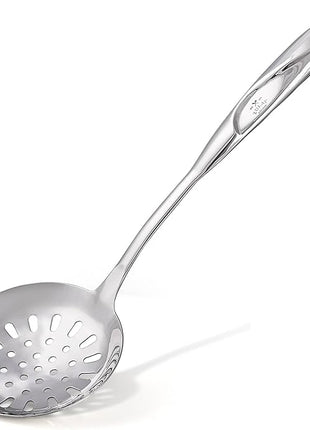 Zulay Kitchen Stainless Steel Slotted Spoon - 14.5” Large Skimmer Frying Spoon for Draining & Serving - Heat-Resistant, Rust-Proof & Dishwasher Safe Kitchen Utensil for Everyday Use