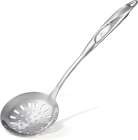 Zulay Kitchen Stainless Steel Slotted Spoon - 14.5” Large Skimmer Frying Spoon for Draining & Serving - Heat-Resistant, Rust-Proof & Dishwasher Safe Kitchen Utensil for Everyday Use