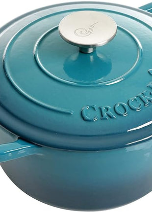 Crock-Pot Artisan Round Enameled Cast Iron Dutch Oven, 3-Quart, Teal Ombre