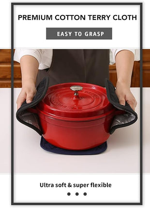 Joyhalo 6 Pack Pot Holders for Kitchen,Cotton Oven Holder with Great Heat Resistance,Non Slip Hot Pads for Kitchen Clearance,Black