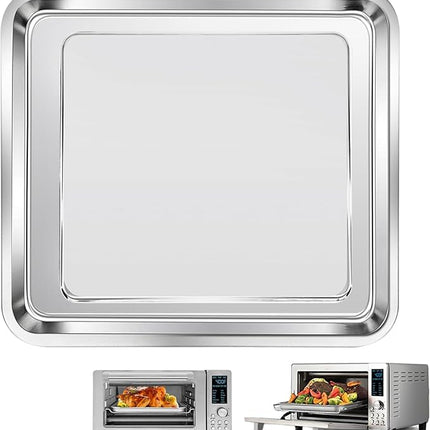 Air Fryer Baking Pan for Nuwave Bravo 12 in 1 21 Qt Air Fryer Toaster Oven, 11.2'' * 10.5'' Air Fryer Grill Pan Grill Plate Crisper Plate Rack Parts Accessories Tray, Stainless Steel