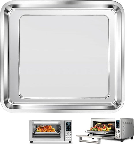 Air Fryer Baking Pan for Nuwave Bravo 12 in 1 21 Qt Air Fryer Toaster Oven, 11.2'' * 10.5'' Air Fryer Grill Pan Grill Plate Crisper Plate Rack Parts Accessories Tray, Stainless Steel