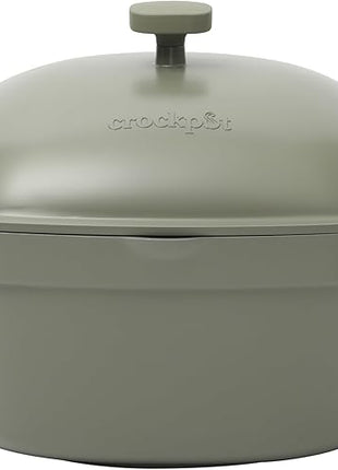 Crock-Pot Northvale Cast Aluminum Lightweight Durable 5.2 Quart Heavy Duty Dutch Oven Pot With Lid, Oven Safe, Dual Handles - Matte Sage Green