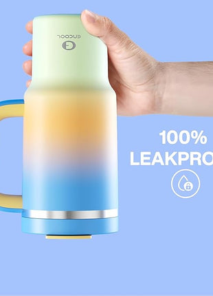 ENCOOL 32 oz Tumbler with Handle and Straw: Stainless Steel Insulated Tumbler Keeps Cold for 24 Hours, Leakproof Travel Cup Fits in Cup Holder and BPA-Free, Sunny Breeze