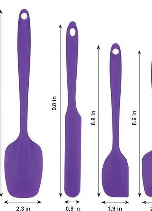 Silicone Spatulas Set, Rubber Spoon Spatula Heat Resistant Spoonula One Piece Design Seamless Spatula Non-Stick Scrapers Baking Mixing Tool (Purple)