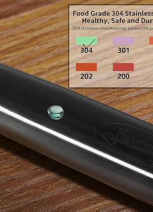 Newness Soup Ladle, [Rustproof, Heat Resistance, Integral Forming] Durable 304 Stainless Steel Soup Spoon with Vacuum Ergonomic Round Handle, Cooking Spoon for Kitchen, 13.7 Inches, Black