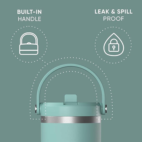 Hydrapeak Nomad 32 oz Tumbler with Handle and Straw Lid, Leakproof, Double Insulated, 32oz Cup Stainless Steel (Pale Sage)