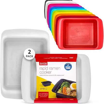 Rapid Ramen Cooker | Microwavable Cookware for Instant Ramen | BPA Free and Dishwasher Safe | Perfect for Dorm, Small Kitchen or Office | Gray, 2 Pack