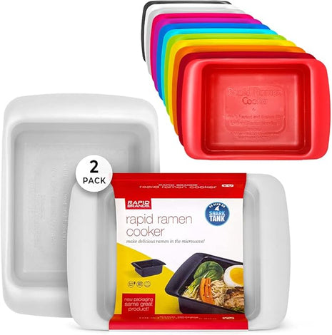 Rapid Ramen Cooker | Microwavable Cookware for Instant Ramen | BPA Free and Dishwasher Safe | Perfect for Dorm, Small Kitchen or Office | Gray, 2 Pack