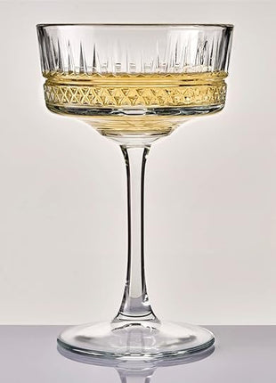 Pasabahce Vintage Coupe Glasses Set Of 4 - Exclusive Champagne, Cocktail, Martini, Wine Glasses - Long Stem Glassware - 8.8 oz - Perfect for Parties, Gifts, Housewarming, Weddings,Aniversary