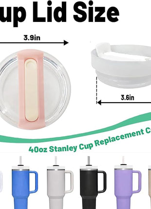 40 OZ Tumbler Lid Replacement Fit for Stanley Cup, 2 Pack Clear Replacement Lids Fit for Stanley Travel Tumbler, Spill Proof Tumbler Covers for Stanley Cup Accessories (Peach Whip Cabana Gloss)