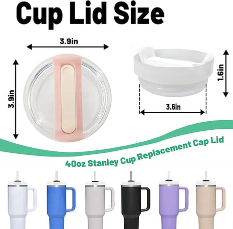 40 OZ Tumbler Lid Replacement Fit for Stanley Cup, 2 Pack Clear Replacement Lids Fit for Stanley Travel Tumbler, Spill Proof Tumbler Covers for Stanley Cup Accessories (Peach Whip Cabana Gloss)